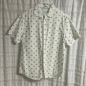 Denim & Flower White Shirt with Green and Yellow clover Pattern